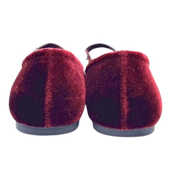 Kenneth Cole Reaction Burgundy Velvet Flats w/ Rhinestone Strap Size 9 NWOB - Picture 4 of 7